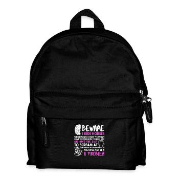 Vorsicht! Ich reite auf Pferde! - Kinder Rucksack - Schwarz - Vorne