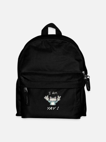 Cute Funny Birthday Cat - I Am 5 Yay! - Blue Cat - Kids' Backpack - black