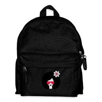 Jeune fille aux cheveux bouclée avec fleur, - Sac à dos Enfant - noir - Devant