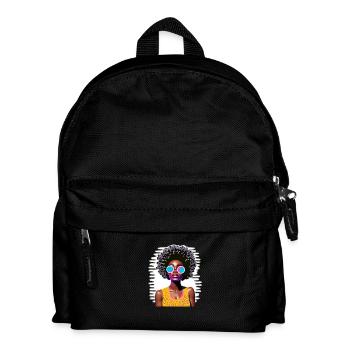 Frau mit Afro in Pop Art Stil - Kinder Rucksack - Schwarz - Vorne