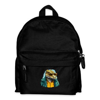 Streetstyle-Krokodil | Krokodil-Liebhaber - Kinder Rucksack - Schwarz - Vorne