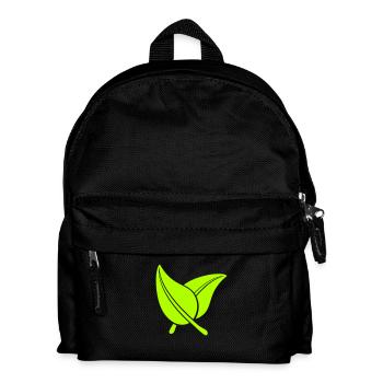2 Grüne Schöne Blätter Öko Frühling Sommer Natur - Kinder Rucksack - Schwarz - Vorne