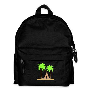 Zelt Palmen Erholung Strand Urlaub Outdoor Camper - Kinder Rucksack - Schwarz - Vorne