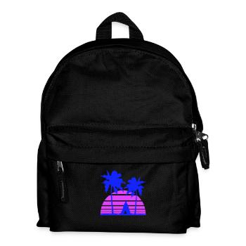 Zelt Palmen Erholung Strand Urlaub Outdoor Camper - Kinder Rucksack - Schwarz - Vorne