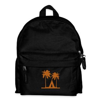 Zelt Palmen Erholung Strand Urlaub Outdoor Camper - Kinder Rucksack - Schwarz - Vorne
