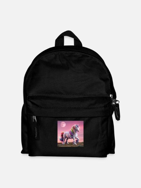 Full Moon Night Unicorn - Kids' Backpack - black