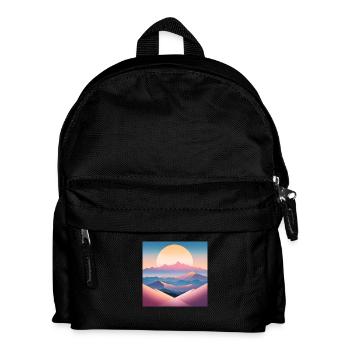 Minimalistische Berglandschaft im Sonnenaufgang - Kinder Rucksack - Schwarz - Vorne