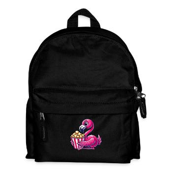 Flamingo Popcorn Film Kino Filme Cartoon - Kinder Rucksack - Schwarz - Vorne