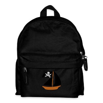Gemaltes Piratenschiff Kinder Motiv Zeichnung Cool - Kinder Rucksack - Schwarz - Vorne