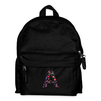 Personalisierter Blumenbrief A - Geschenkidee - Kinder Rucksack - Schwarz - Vorne