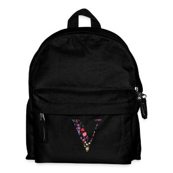Personalized floral letter v - gift idea - Kids' Backpack - black - Front