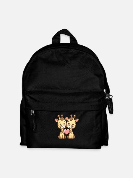 Giraffe Paar Liebe Valentinstag - Kinder Rucksack - Schwarz