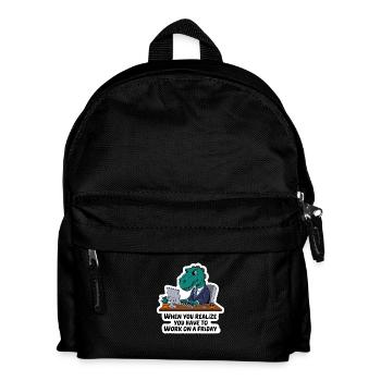 Dinosaure au bureau - travail après les heures de travail le vendredi - Sac à dos Enfant - noir - Devant