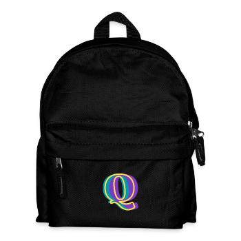 Mehrfarbiger Buchstabe q - Kinder Rucksack - Schwarz - Vorne