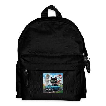 Chat en tournée - J’adore l’Italie ! -Pise - Sac à dos Enfant - noir - Devant