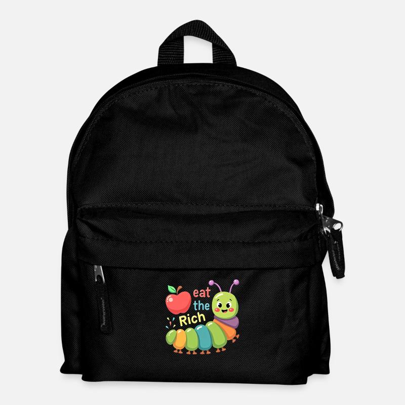 Eat The Rich Hungry Cute Caterpillar Worm - Kinder Rucksack - Schwarz