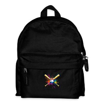 Baseball Schläger Bunt - Kinder Rucksack - Schwarz - Vorne