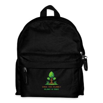 Arbre en pixel art "save the planet, plant a tree" - Sac à dos Enfant - noir - Devant