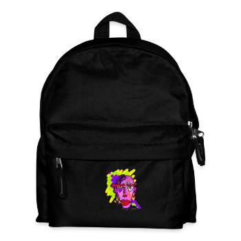 Neonfarbenes Linienporträt - Kinder Rucksack - Schwarz - Vorne