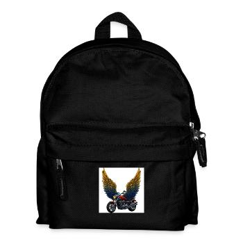 Futuristic motorcycle with wings - Kids' Backpack - black - Front