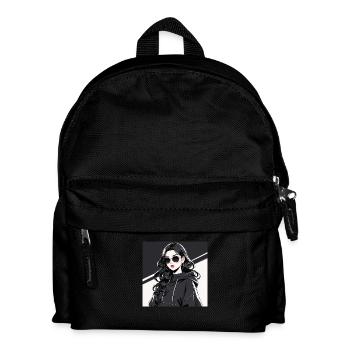 Retro-futuristische Anime-Frau in Schwarz - Kinder Rucksack - Schwarz - Vorne