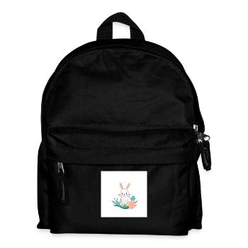 Fröhlicher Hase & Ei-Überraschung - Kinder Rucksack - Schwarz - Vorne