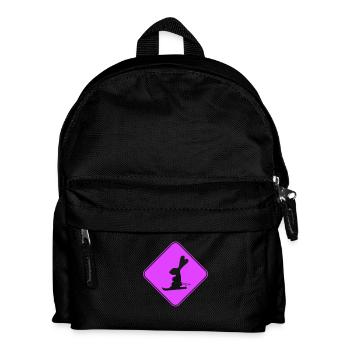 Rabbit Warning Sign Ski Bunny Skiing Skiing - Kids' Backpack - black - Front