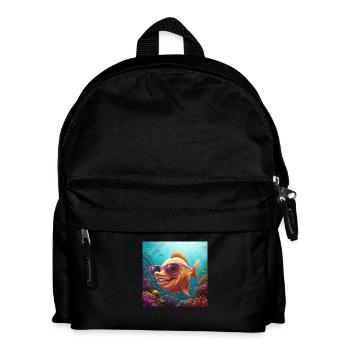 Flossen hoch! Lustiger Fisch mit Sonnenbrille - Kinder Rucksack - Schwarz - Vorne