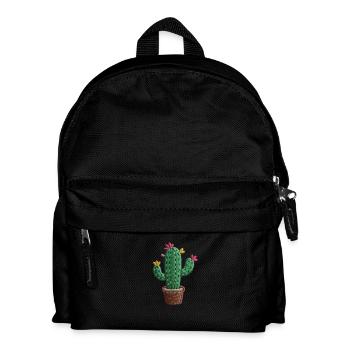 Gestickter Kaktus - Kinder Rucksack - Schwarz - Vorne