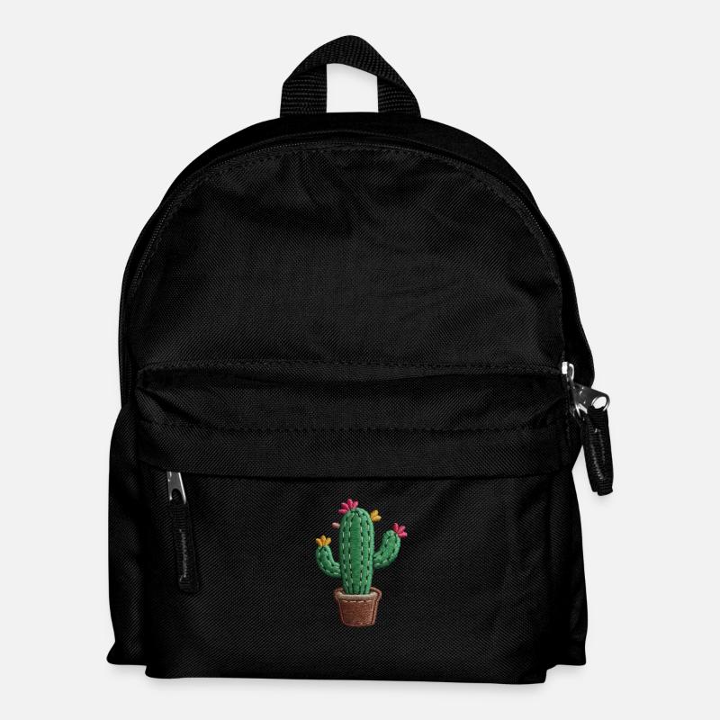 Cactus Brodé - Sac à dos Enfant - noir