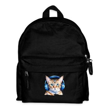 Lustige Katze mit Kopfhörern - Kinder Rucksack - Schwarz - Vorne