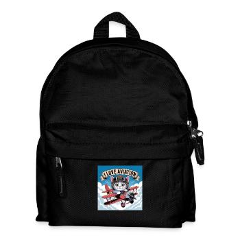 Süsses Kätzchen in einem antiken Doppeldecker - Kinder Rucksack - Schwarz - Vorne
