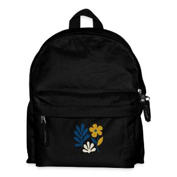Florale Komposition – Blau & Senf - Kinder Rucksack - Schwarz - Vorne