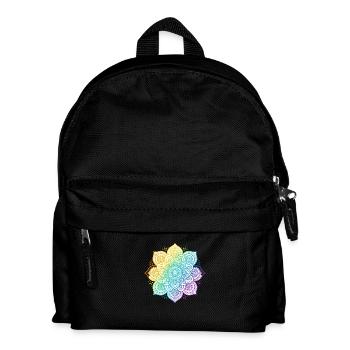 A T shirt design displays a mandala in vivid ra - Kinder Rucksack - Schwarz - Vorne