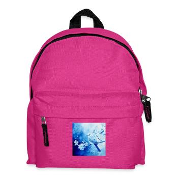Songbird Branch Blossoms Shades of Blue Filigree Drawing - Kids' Backpack - fuchsia - Front
