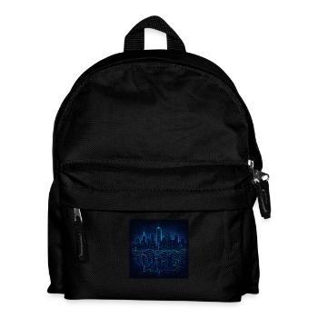 Neon Skyline mit Spiegelung - Kinder Rucksack - Schwarz - Vorne