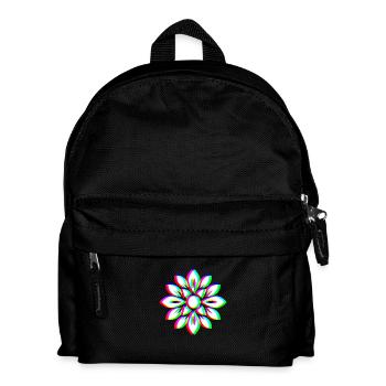 EDM Trikolor - Floral Mandala - Glitch Rave style - Kinder Rucksack - Schwarz - Vorne