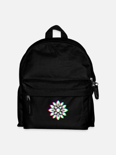EDM Trikolor - Floral Mandala - Glitch Rave style - Kinder Rucksack - Schwarz