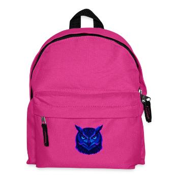 Neonblaue Eule mit intensivem Blick - Kinder Rucksack - Fuchsia - Vorne