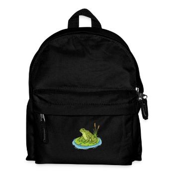 toad sitting on a lilypad - Kids' Backpack - black - Front