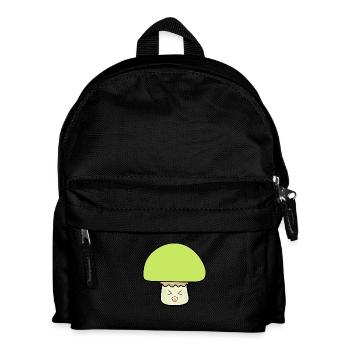 Mushroom green cute with face - Kids' Backpack - black - Front