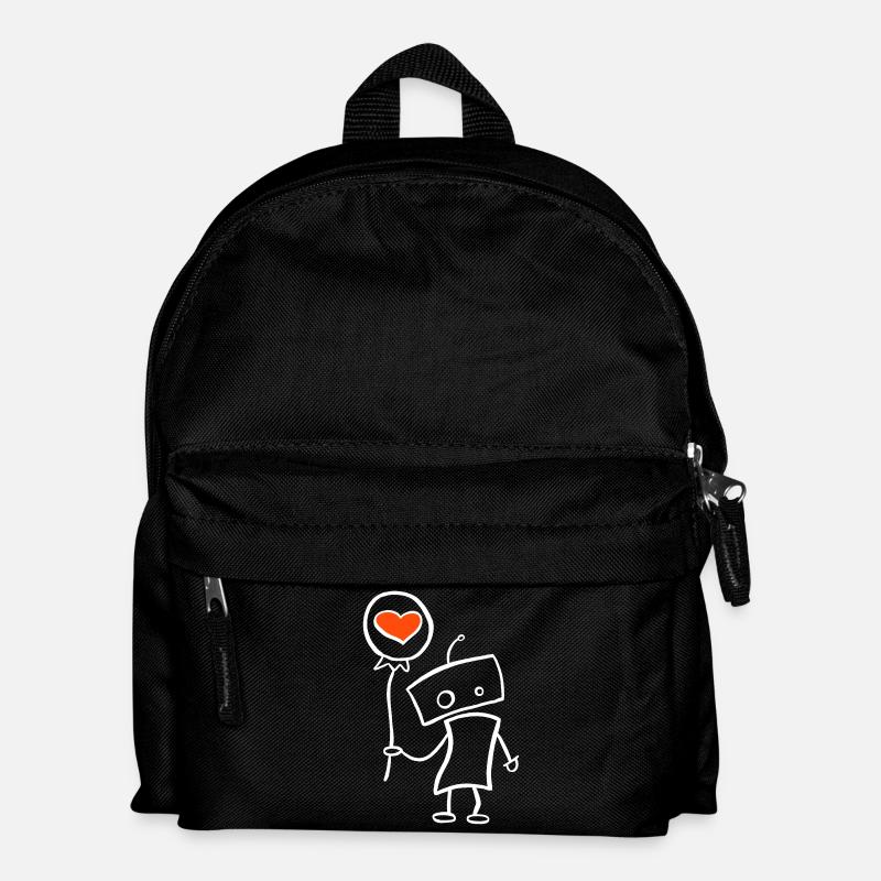 Verliebter Roboter mit Herz - Kinder Rucksack - Schwarz