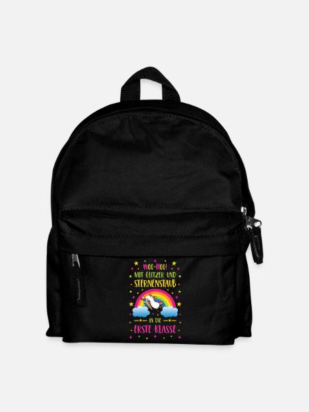 Einhorn Glitzer und Sternenstaub in Erste Klasse - Kinder Rucksack - Schwarz