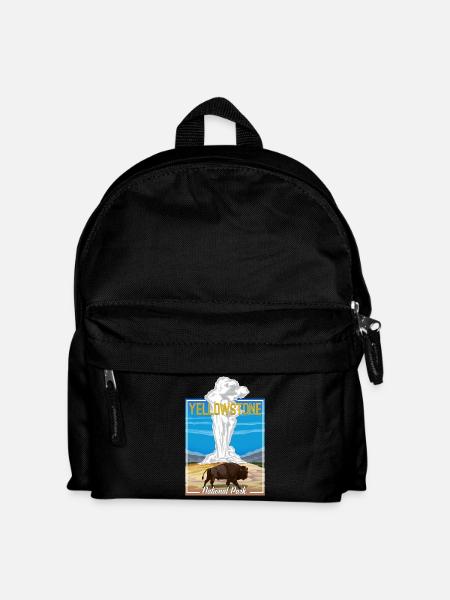 Vintage Yellowstone Nationalpark Bison Geysir - Kinder Rucksack - Schwarz