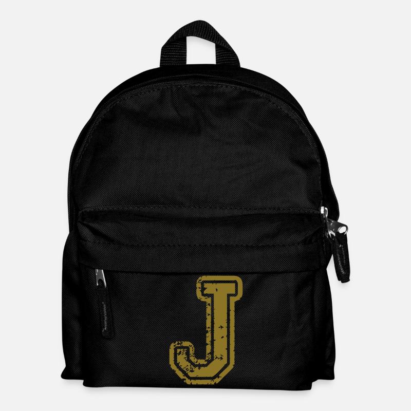 J - Buchstabe - Kinder Rucksack - Schwarz