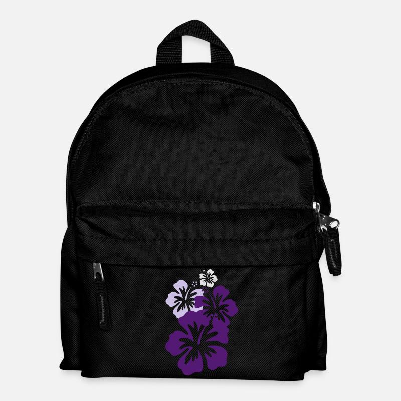 hibiskus violett - Kinder Rucksack - Schwarz