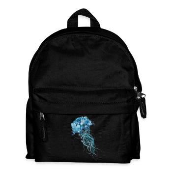 méduse bleue avec coraux, coquillages et anémones de mer - Sac à dos Enfant - noir - Devant