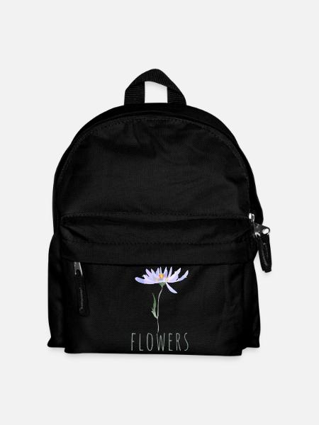 Minimalist Blue Wildflowers Illustration - Kids' Backpack - black