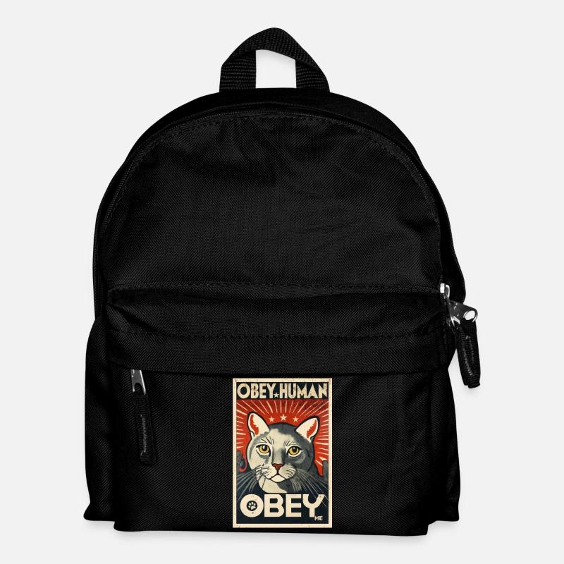 Obey Human affiche de propagande chat autoritaire - Sac à dos Enfant - noir