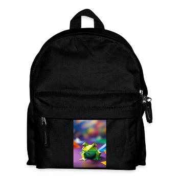 Green Origami Frog - Kids' Backpack - black - Front